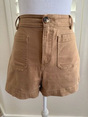 LOFT Curvy Tan / Khaki Denim Utility Pocket Shorts